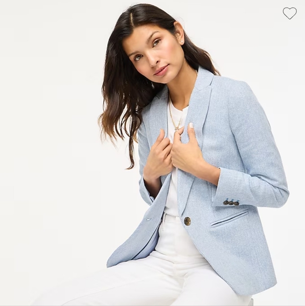 J Crew Herringbone one button blazer